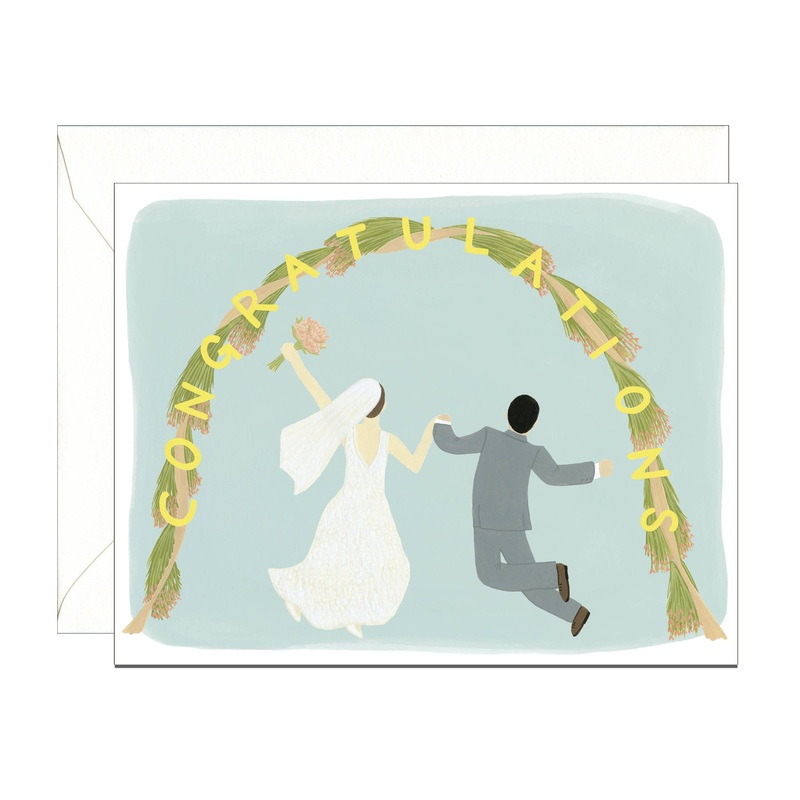 Bride & Groom Flower Arch Ceremony Wedding Card