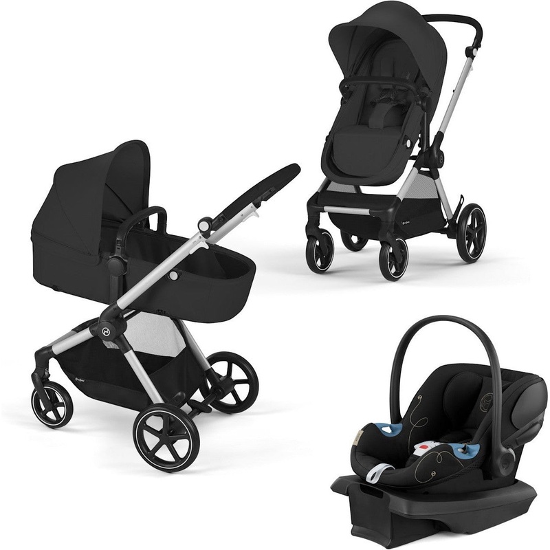Cybex EOS Stroller + Aton G Infant Car Seat Travel System Black Frame/Moon Black