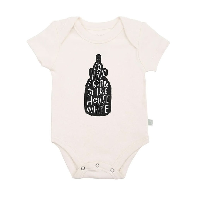 Finn & Emma Short Sleeve Graphic Bodysuit, House White 0-3 Months