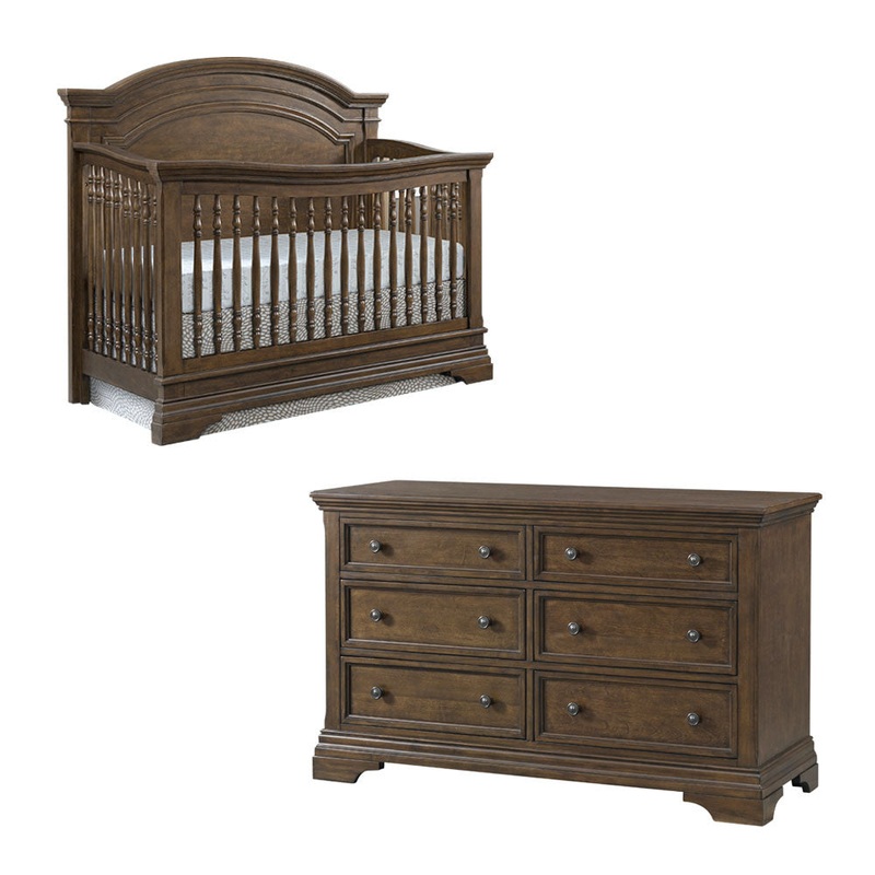 Westwood Olivia 2 Piece Nursery Set – Arched Crib and 6 Drawer Dresser in Rosewood
