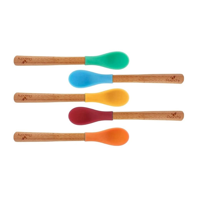 AVANCHY Bamboo Infant Feeding Spoons 5 Pack – Multi Color