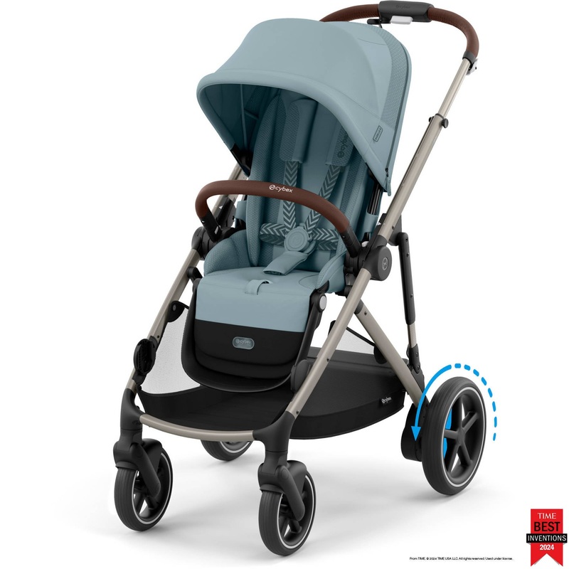 Cybex e-Gazelle S Electronic Assist Single-to-Double Stroller Black Frame with Moon Black Seat