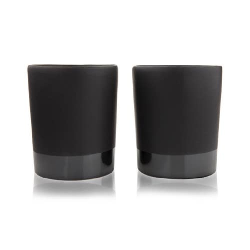 Matte Black Ceramic Stoneware Lowball Glasses – Set of 2
