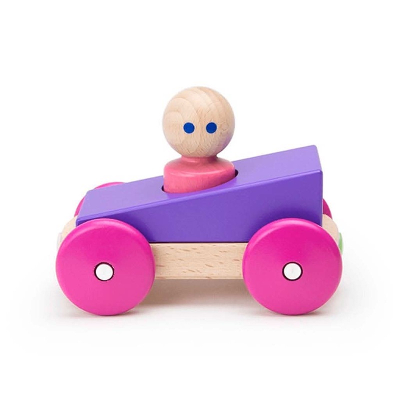 Tegu Magnetic Racer Building Block Set 3-Piece Purple