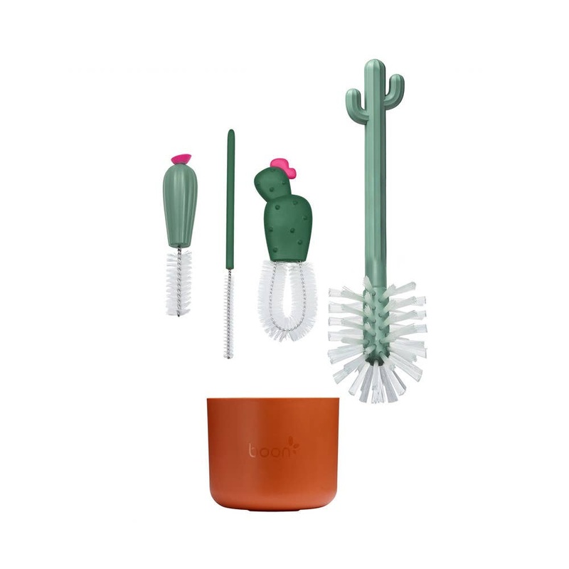 TOMY Boon Cacti Bottle Cleaning Brush Set – Dark Green