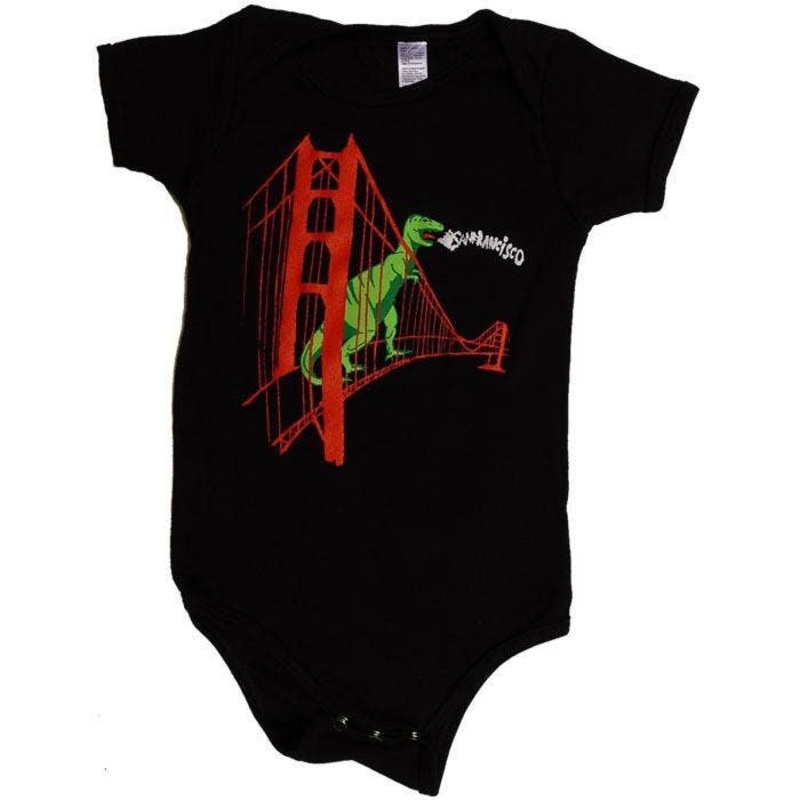 Black SF Dino Bodysuit Onesie 3-6m