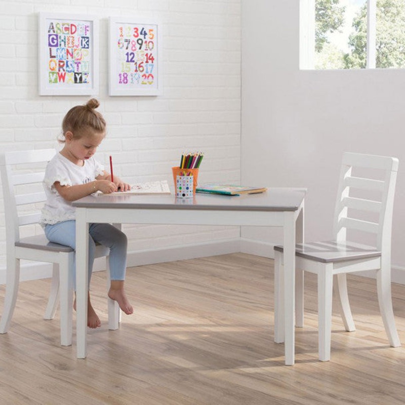 Delta Gateway Table & 2 Chair Set in Bianca/Grey