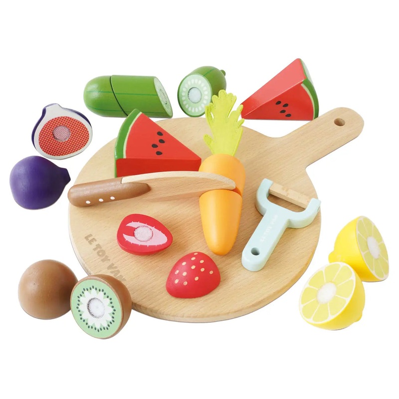 Wooden Chopping Board & Food