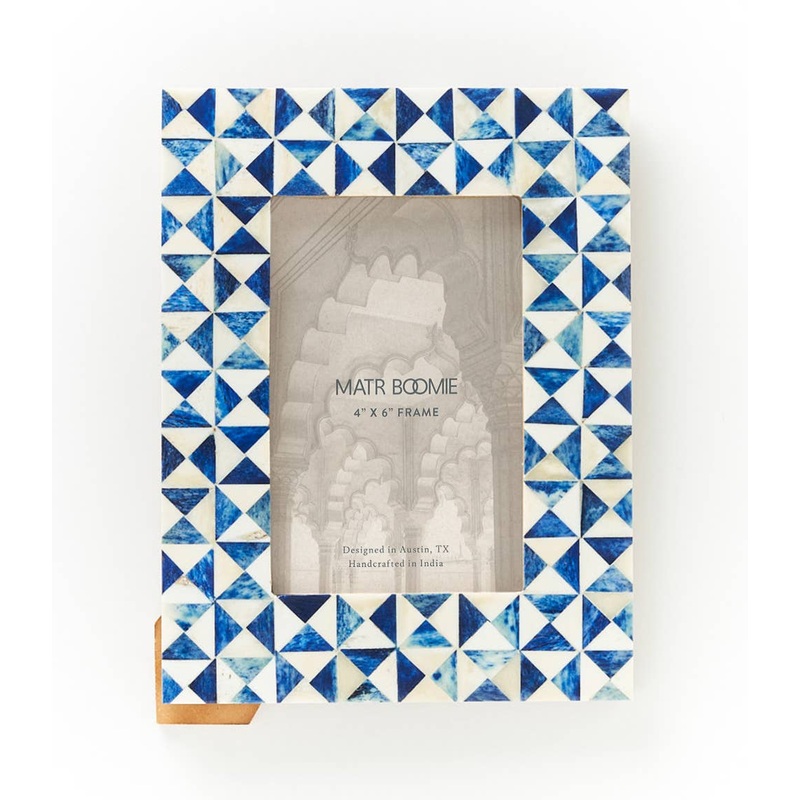 Varuna 4×6 Cobalt Picture Frame – Fair Trade Carved Bone