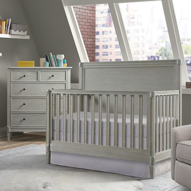 Westwood Vivian 2 Piece Nursery Set – Convertible Crib and 4 Drawer Chest in Dawn