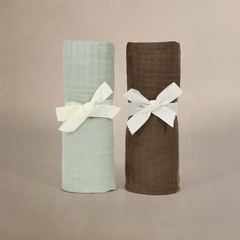 Oilo Fable Blanket- Swaddle 2 Pack Bark/Sea Moss Organic 4-Way Muslin