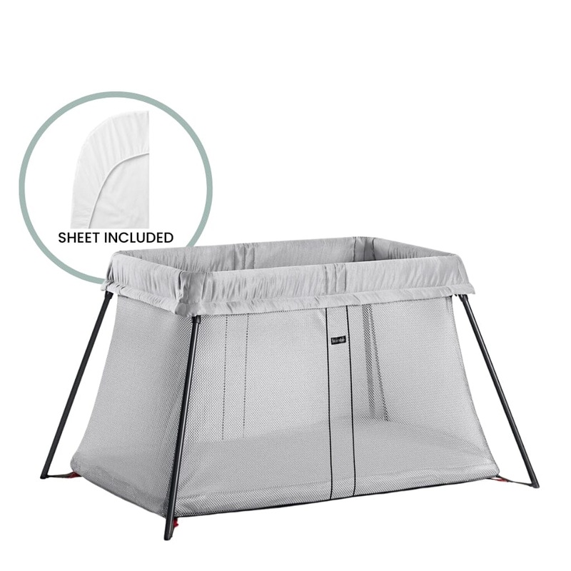 BabyBjorn Travel Crib Light & Fitted Sheet Bundle Black