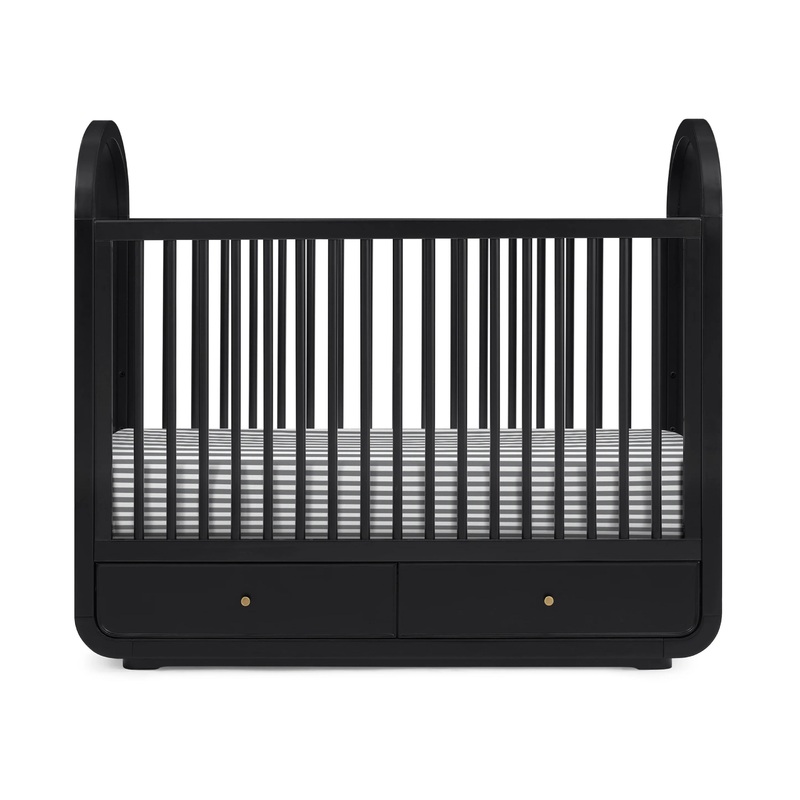 Bellini Aspen 4-in-1 Convertible Crib with Underdrawer Black with Textured Oat