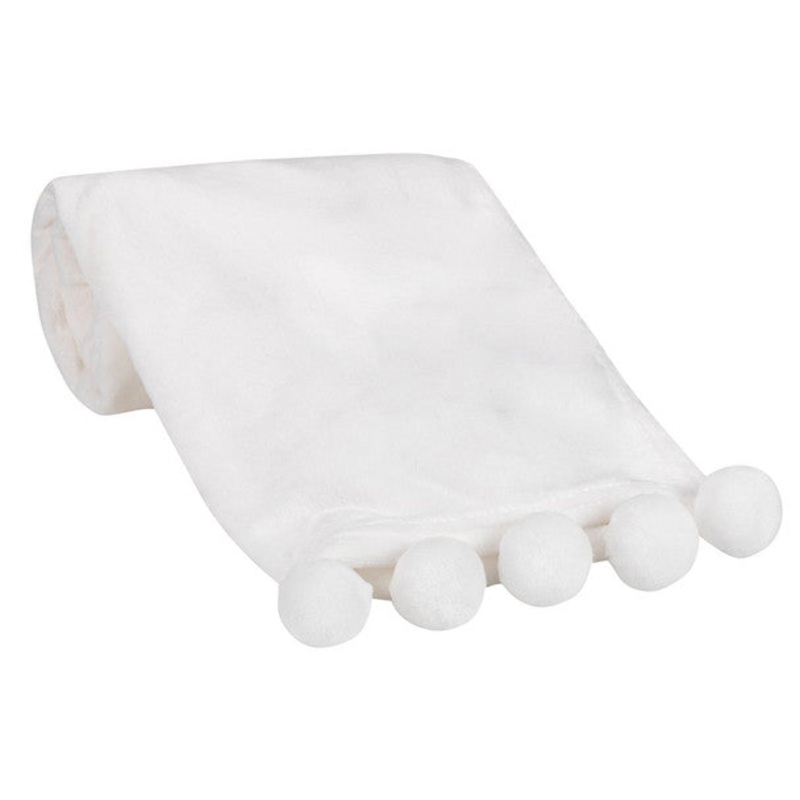 Lambs & Ivy White Pompom Blankets
