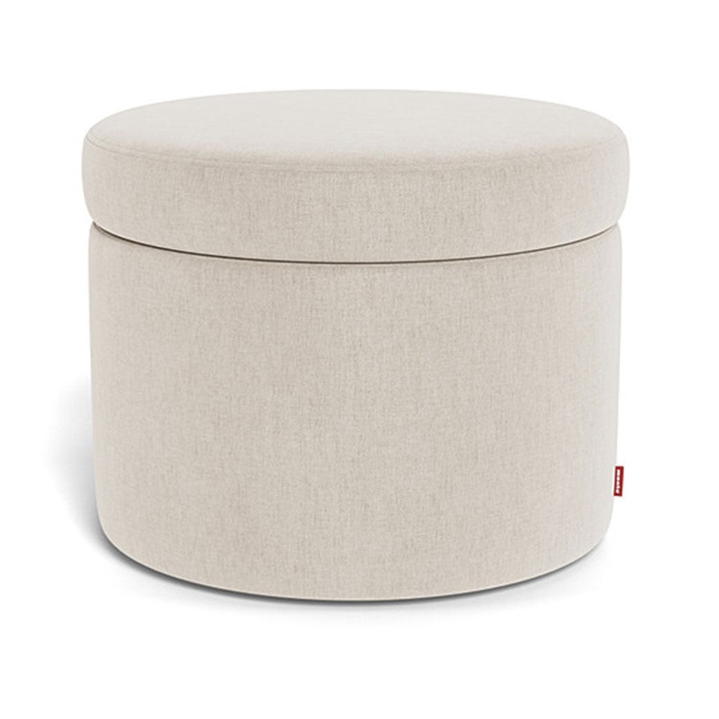 Round Storage Ottoman Performance Heathered Dune