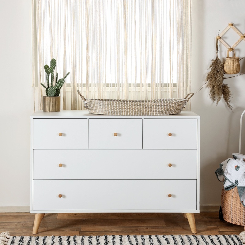 dadada Baby Austin 5-Drawer Nursery Dresser white + natural
