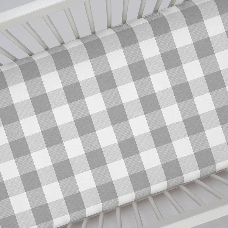 Liz and Roo Gray Plaid Crib Sheet