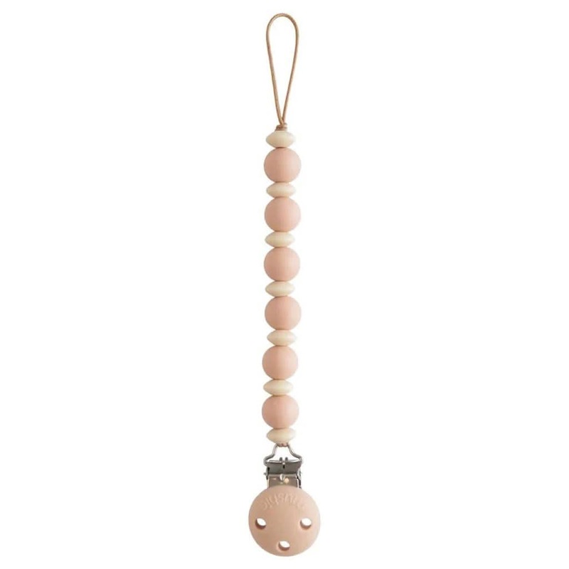 Mushie Luna Silicone Pacifier Clip, Blush Blush