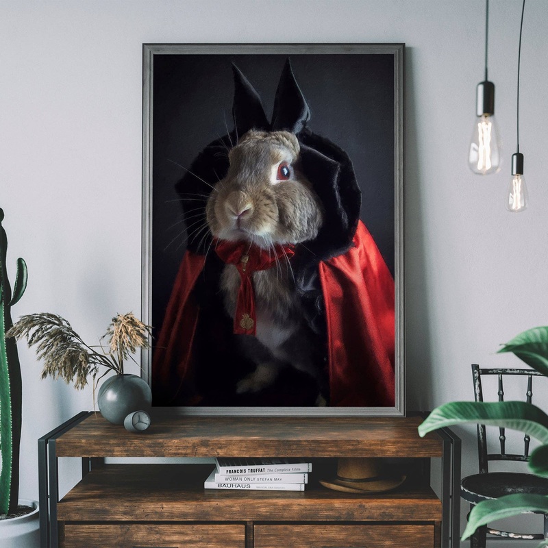 Vampire Rabbit Halloween Print 19  x 27  in | 50×70 cm Matte