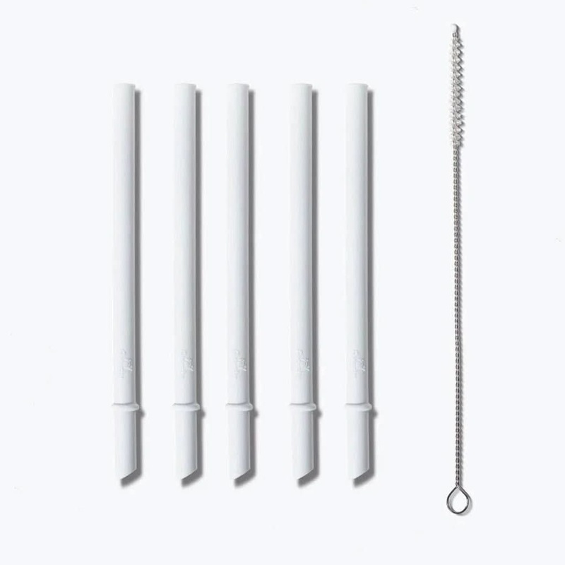 Avanchy Small 5″ Silicone Baby Straw 5 Pack, White