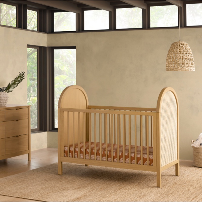 Babyletto Bondi Cane 3-in-1 Convertible Crib Forest green with natural cane