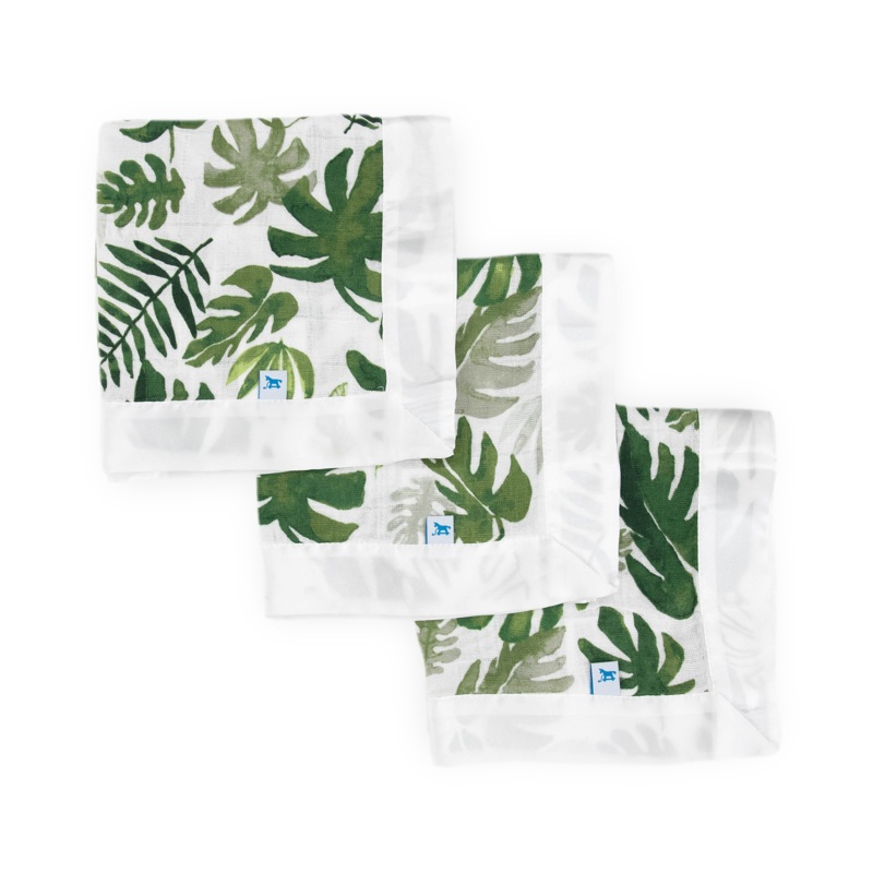 Cotton Muslin Security Blanket 3 Pack – Tropical Leaf Tropical Leaf