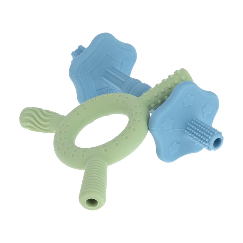Hollow Sensory Tube Teethers | Green/Blue