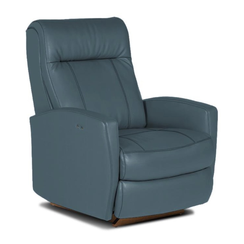 Best Chairs Graham Leather Power Swivel Glider Recliner Tranquil Blue Leather (41362AL)