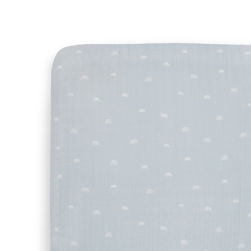 Cotton Muslin Crib Sheet – Blue Rainbow Blue Rainbow