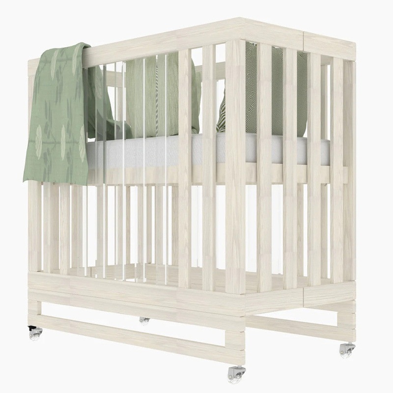 Melo Caress Mini Crib in Washed White/Part Acrylic – Standard Cradle Size