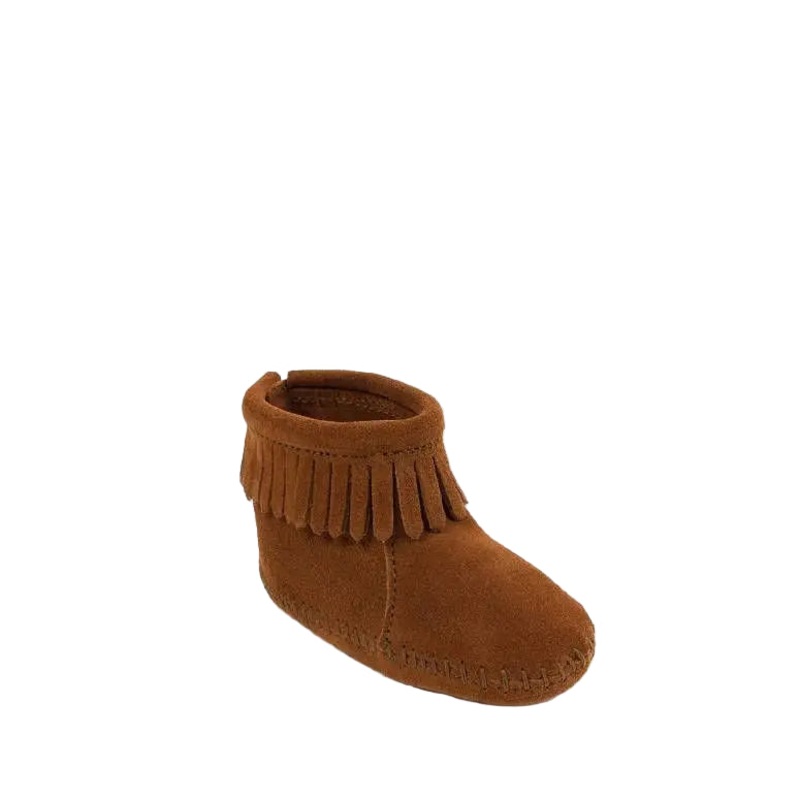 Minnetonka Suede Fringe Back Flap Booties 1 (0-3 mos) Brown