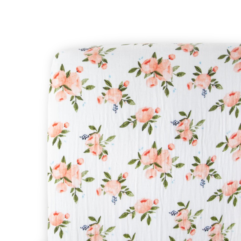 Cotton Muslin Crib Sheet – Watercolor Roses Watercolor Roses
