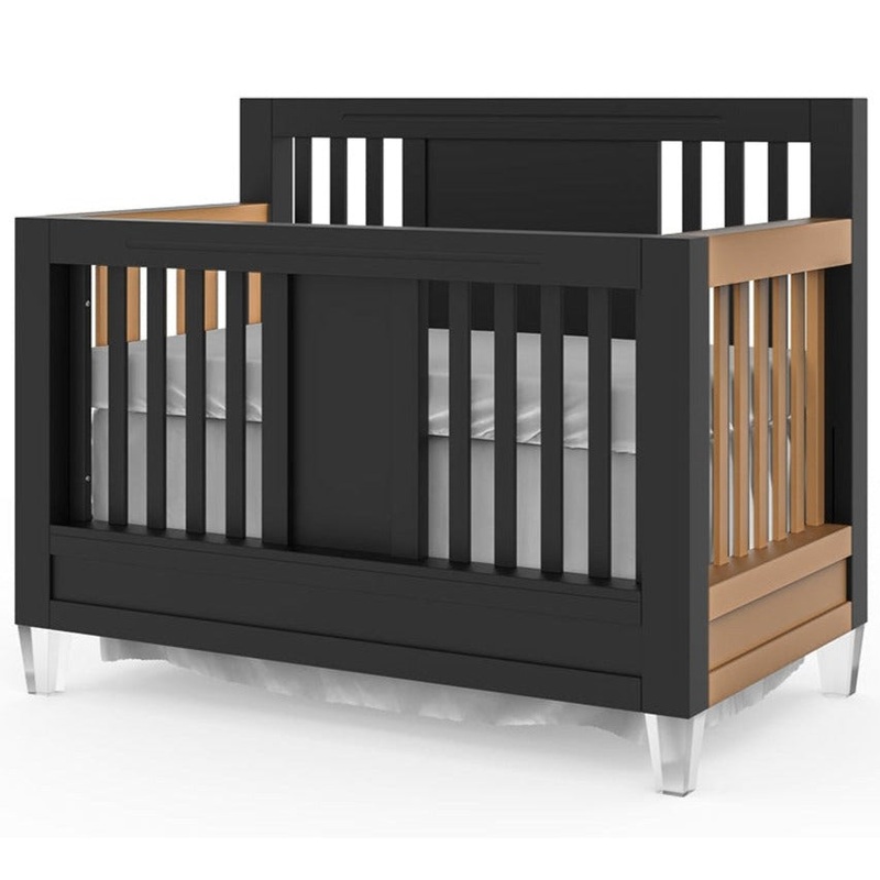 Romina Millenario Convertible Crib Solid Black Metallic Gold