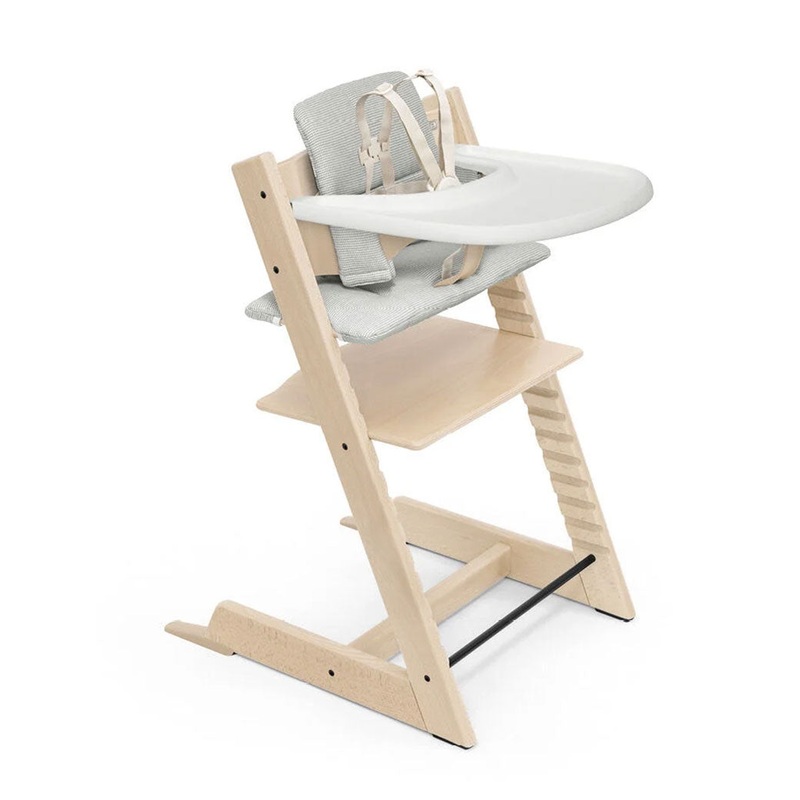 Tripp Trapp High Chair + Cushion & Tray Bundle Natural/Nordic Grey