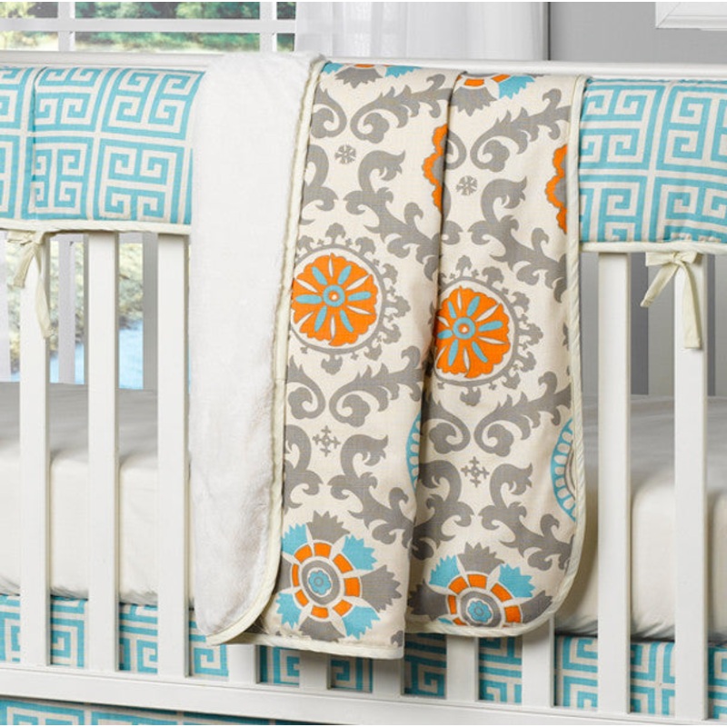 Liz and Roo Mandarin Damask Minky Blanket