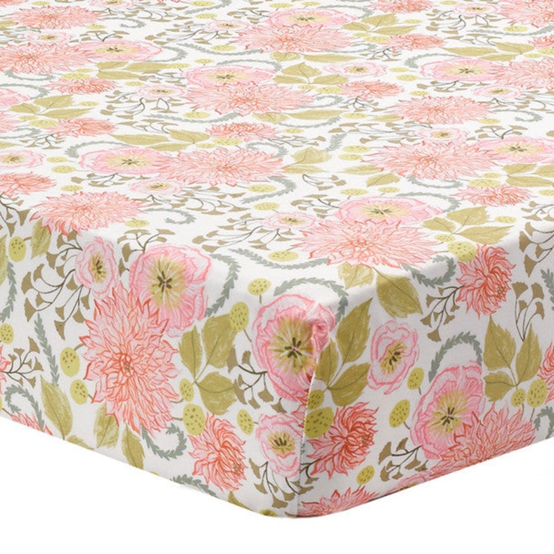 Liz and Roo Pink Botanical Floral Crib Sheet