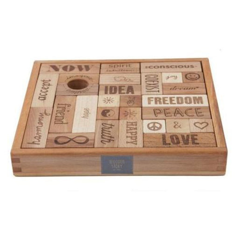 Peace & Love Wooden Blocks 29 Piece