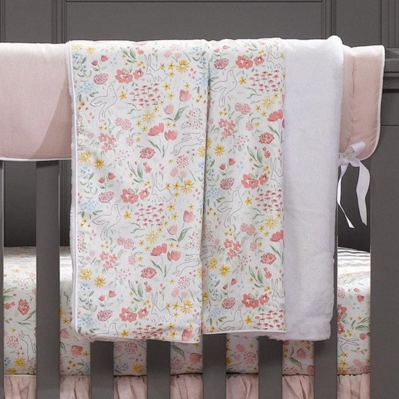 Liz and Roo Spring Garden Multi Minky Receiving Blanket