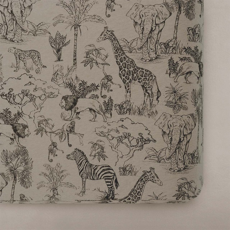 Oilo Fable Crib Sheet- Vintage Safari Organic Jersey