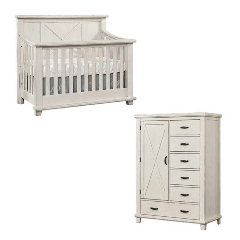 Oxford Lexington 2 Piece Nursery Set – Crib & Chifferobe in Heirloom White