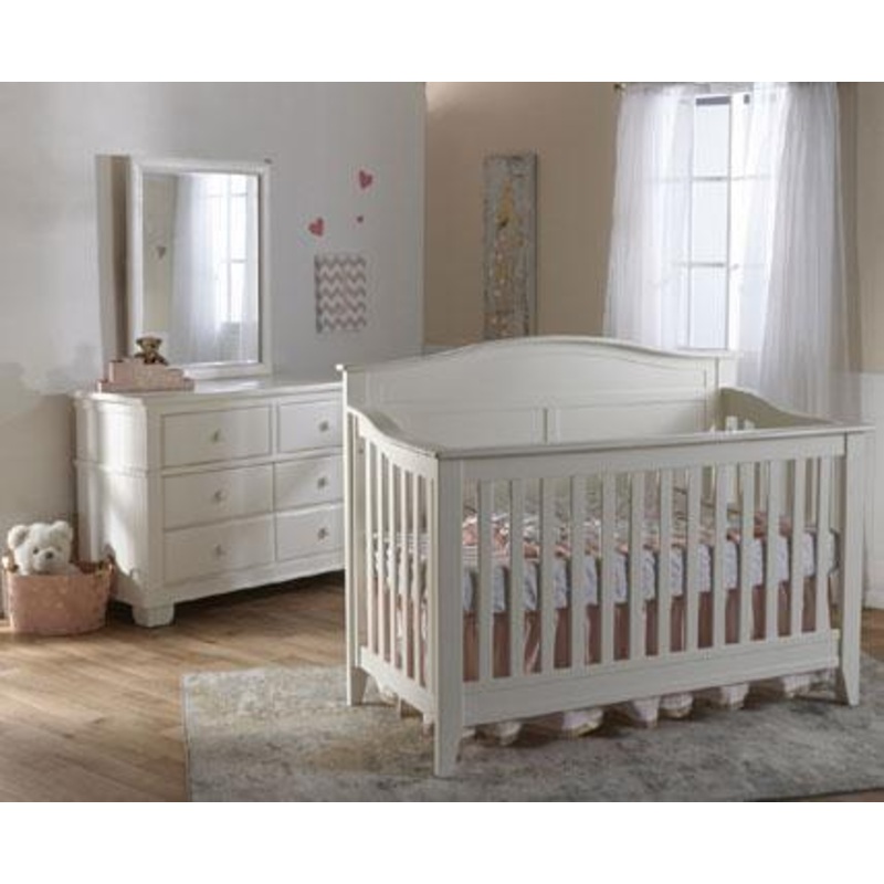 Pali Napoli Curved Top Convertible Crib and Dresser Set Mocacchino w/Flat Top Crib