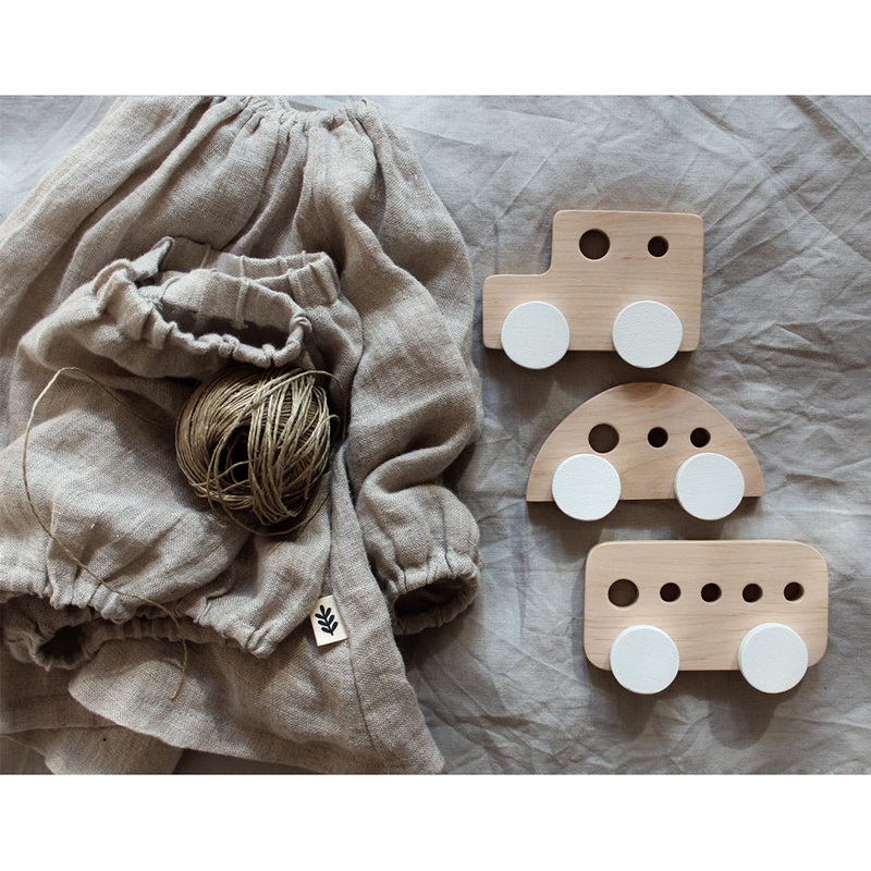 Retro 70’s Wooden Cars 3-Pack Natural