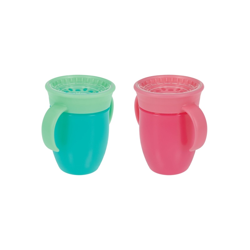 360 Wonder Cup with Handles (2 Pack – 5 oz) | Pink/Aqua