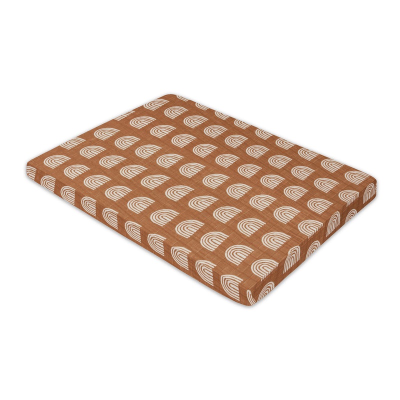 All-Stages Midi Crib Sheet In GOTS Certified Organic Muslin Cotton Terracotta Rainbow