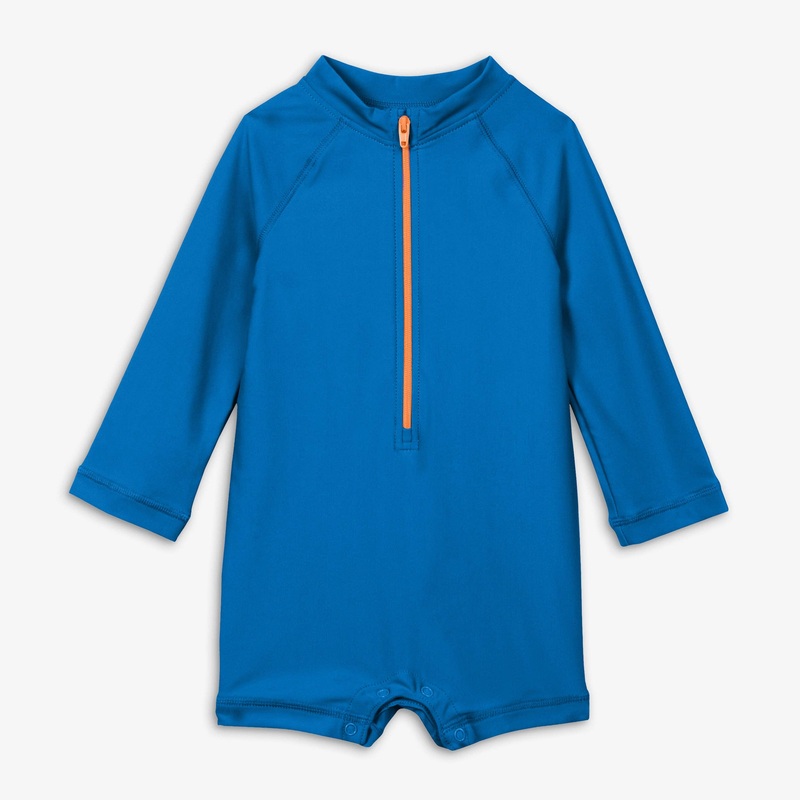 Baby One-Piece Rash Guard with Contrast Zipper Blueberry 6-12m