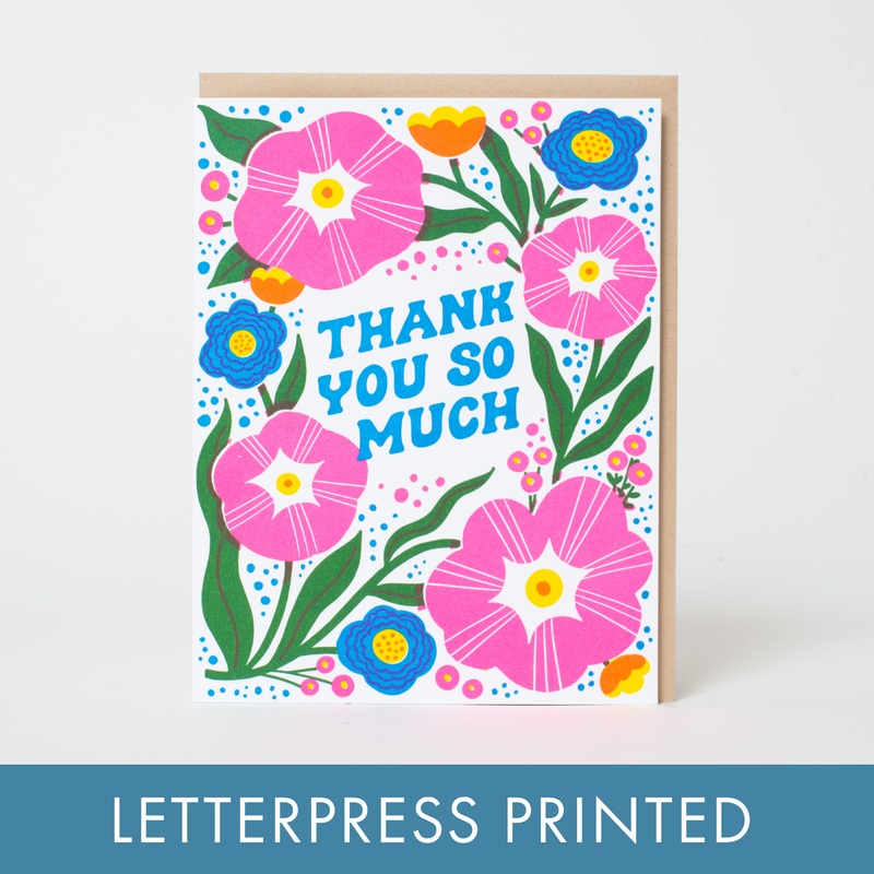 Thanks So Much Flowers Letterpress Greeting Card by Hello!Lucky paper tab