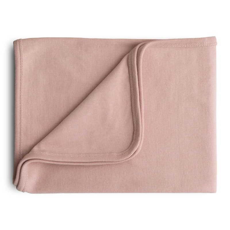 Mushie Ribbed Baby Blanket Blush