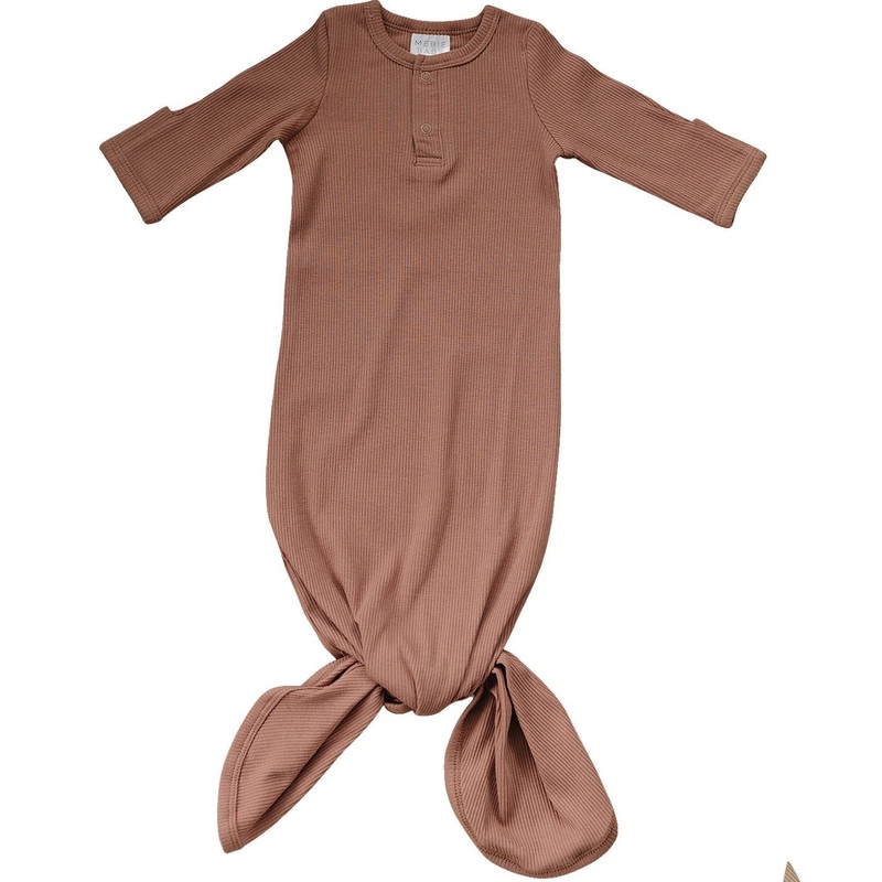 Organic Cotton Ribbed Knot Gown | Dusty Rose