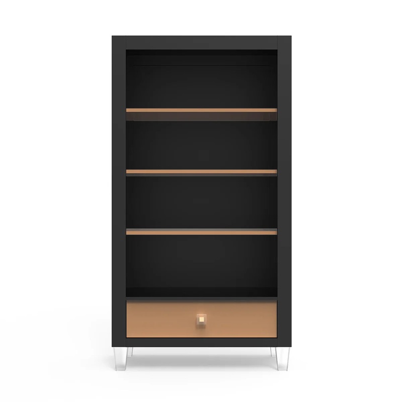 Romina Millenario Bookcase Solid Black Metallic Gold