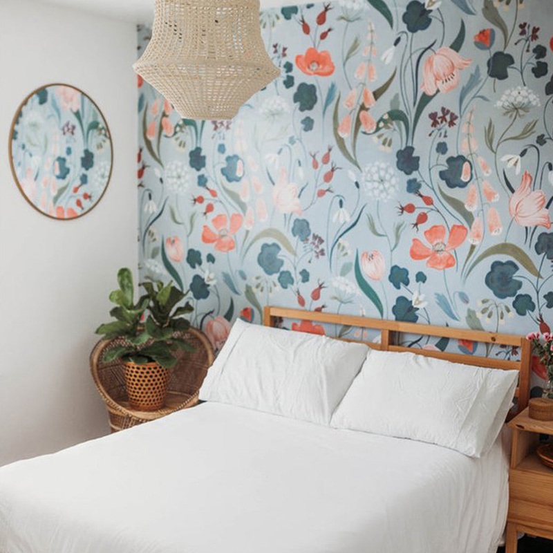 Blu Bell Mural Traditional Wallpaper